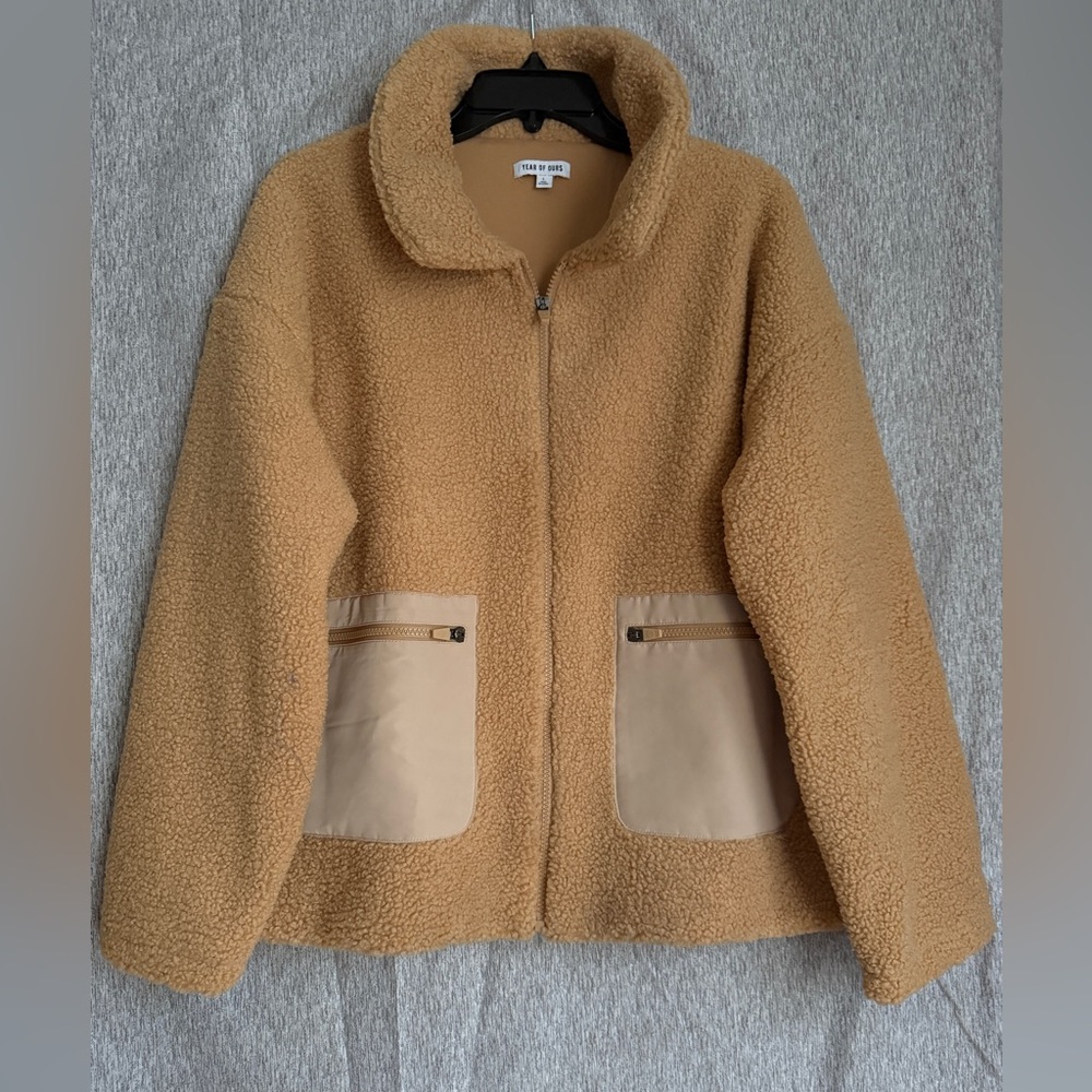 Years Of Ours The Naomi Sherpa Jacket Women Size L Tan
